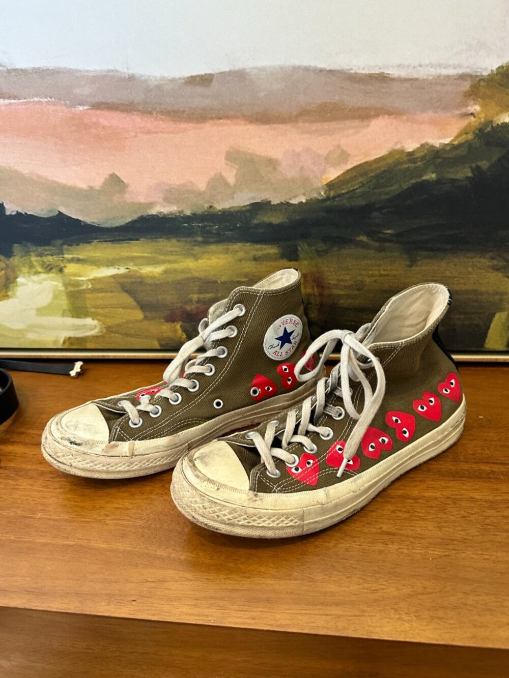 Converse x Comme Des Garçons Play Chuck 70 Hi "Multi Hearts Green" sneakers, 9 - Picture 3 of 11